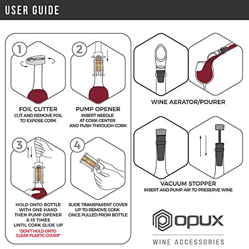 OPUX Wine Bottle Opener Set Air Pressure Pump Cork Remover Needle