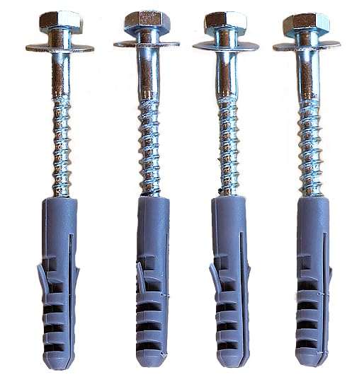 SpeedwellStar M10x100x5 Coach Bolt Screw Zinc Plated Wood Masonry Rawlplug Washer Hex Head Fixing 4 x 100mm Rawl plug (4) โ image 1