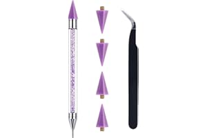 NFRBTD Rhinestone Picker Tool Dotting Pen with 4 Extra Tips and Tweezer, Wax Pencil for Rhinestones, Crystal Gem Pickup Tool Diamond Jewel Applicator, Design Kit for Crafts Bedazzling DIY Nail Art
