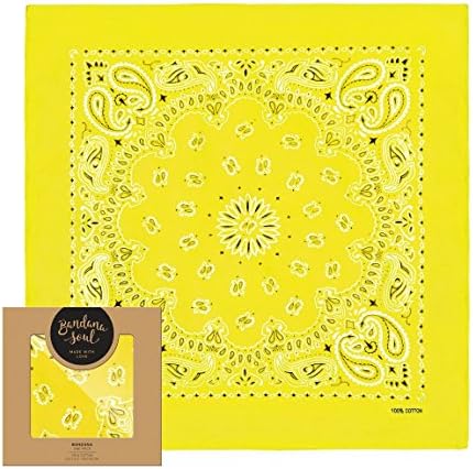 Bandanas by BANDANA SOUL - 100% Cotton Headband - 21.5 x 21.5 inches (Yellow)
