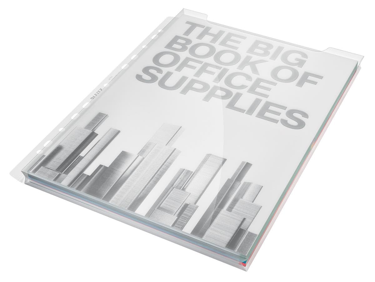 Leitz Premium Plastic Punched Pocket A4, Expanding, High Capacity 200 Sheets, 180 Micron Polypropylene, Top Open, Pack of 5, 47513003