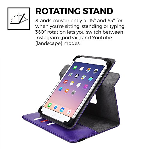 T-Mobile Springboard case, Cooper Diplomat Travel Carrying Portfolio Luxury Tablet Case Protective Cover PU Leather Folio with 360 Rotating Stand & Pockets for T-Mobile Springboard (Purple) - Thumbnail 2