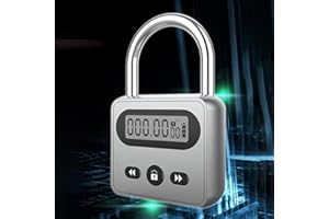 BlesConi Timer Lock Padlock, Metal Digital Countdown Lock with LCD Display, USB Rechargeable, 999-Hour Timing