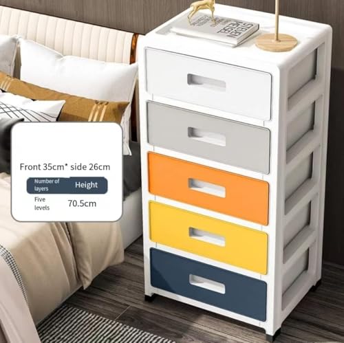 Plastic Drawer Storage Cabinet Toys Storage Box 5 Layer ，with Wheels containers for Kitchen Bathroom Storage Cabinet for Clothes,Toys,Bedroom