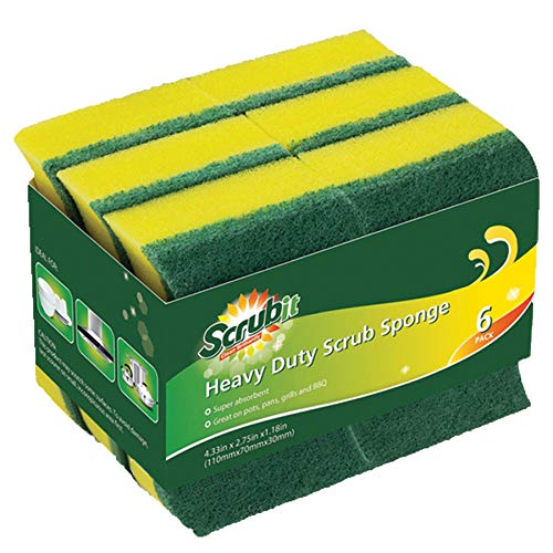 scrubit  esponjas de fregado resistentes para platos de cocina, fregaderos y esponjas de limpieza de baños, con estropajo sin olor