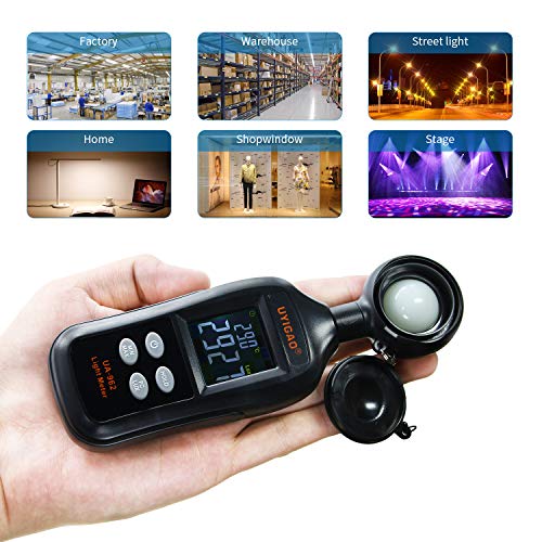 BDMETER Digital Light Meter, Multifunctional Handheld Illuminance Meter Temperature Measurer with Range up to 200,000 Lux Luxmeter LCD Screen