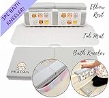 3-Piece Baby Bath Time Essentials Set w/Bath Kneeler, Elbow Rest Toy Organizer & Non-Slip Tub Mat, 4 Suction Cups, Fun owl Design w/Large Pockets for Bathing Essentials & Toy Storage