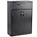 Display4top Wall Mounted Locking Drop Box Mailbox-Inter Office Mailbox-Letter Box,Ideal for Residential Deliveries, Schools, Office, Home, Mail Centers and More.(Black) (Large)