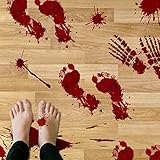 TEEHOME Bloody Footprints Floor Clings (42pcs - 8 Sheets) | Vampire Zombie Party Halloween Creepy Decorations Decals Stickers Supplies | Best Scare Halloween Decorations for Floor and Wall