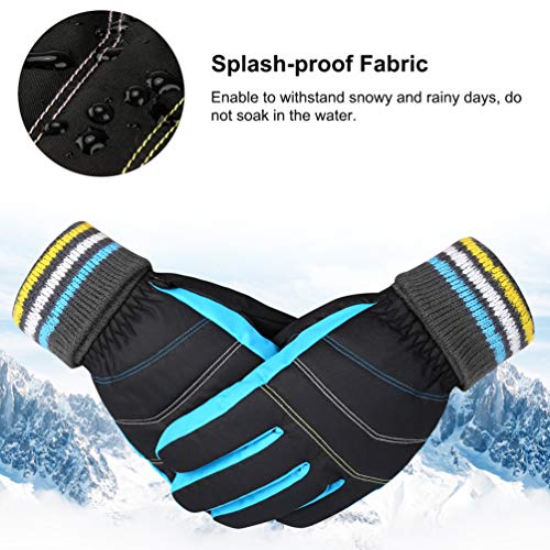 VBG VBIGER Boys Girls Winter Gloves Kids Ski Snow Snowboard Gloves Warm Cold Weather Sports Gloves for Children 6-12 Years Old (Medium, Black/Blue) - Thumbnail 5