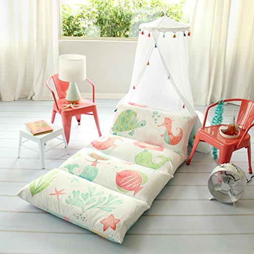 image for Butterfly Craze Kid's Floor Pillow Bed Cover - Use as Nap Mat, Portabl