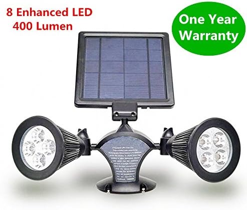 [400 Lumen Super Bright] HKYH 400 Lumen 2 Lamp Base 8 LED Solar Spotlight,360°angle Adjustable, Waterproof Solar Landscape Light, Solar Light Outdoor Garden for Wall, Patio, Deck, Pool Area, Etc.