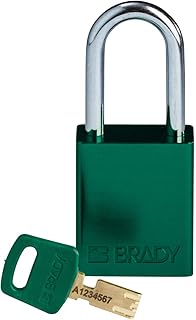 Brady SafeKey Lockout Padlock Aluminum Green 1.5" Steel Shkl Keyed Different