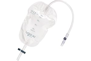 U GO Ugo Leg Bags (x10) – Urine Drainage Bags/Catheter Leg Bags, T Tap or Lever Tap with Soft Fabric Backing and a Natural Leg-Shape Design (Pack of 10) (Ugo 4C - 500ml, Long Tube, T Tap)