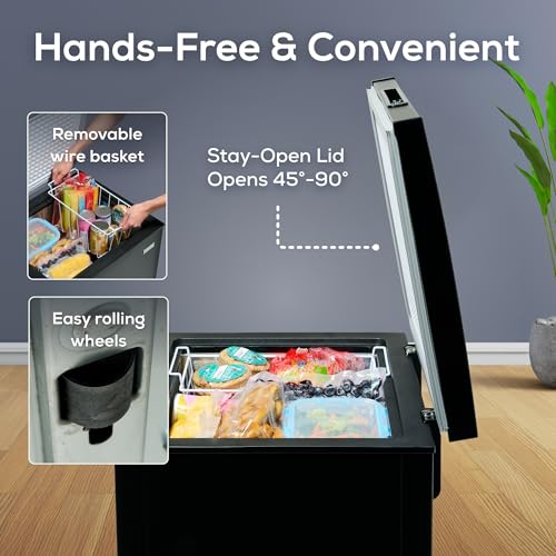 Igloo 3.5 Cu. Ft. Chest Freezer with Removable Basket and Front Defrost Water Drain, Small Deep Freezer Perfect for Homes, Garages, and RVs, Black