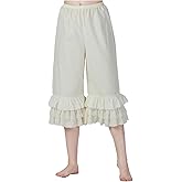 BEAUTELICATE Vintage Cotton Shorts Pettipants Culotte Slip Cropped Sleepwear Pants with Lace Edge