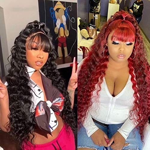 Machine-Made-Wigs-Human-Hair-with-Bangs-Loose-Wave-None-Lace-Front-wigs-with-Bangs-Loose-Deep-Wave-Wig-100-Unprocessed-Brazilian-Virgin-Remy-Human-Hair-for-Black-Women22-Natural-Color