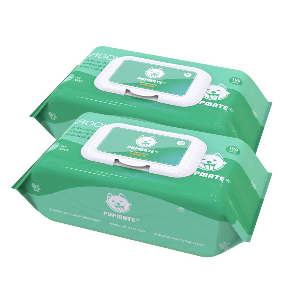 PUPMATE Pet Grooming Wipes, Extra Moist & Thick Deodorizing
