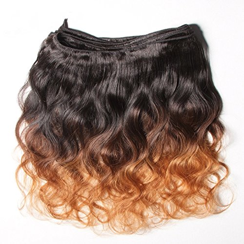 Rosette Hair Bundles Brazilian Ombre Virgin Hair Body Wave Hair Extension/Weft 100% Unprocessed Remy Virgin Human Hair TwonTone color Natural Black 1b /30# Size 12" to 24"(1 Bundle 22")