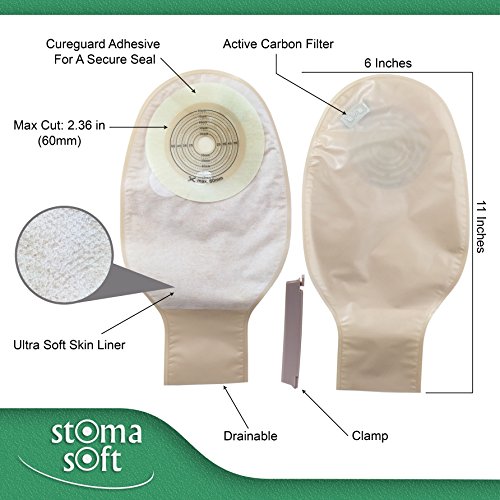 Stoma Soft One Piece Drainable Ostomy Colostomy Ileostomy Pouch 60mm