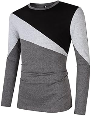 Men's Casual Lightweight Tops Stitch Crew Neck Slim Fit Long Sleeve T Shirts