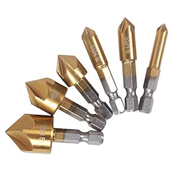 Generic 6pcs/set Metric Woodworking Countersink Drill Bit 90 Degree Single Flute Edge Chamfer 6mm-19mm High Carbon Steel Wood Drilling