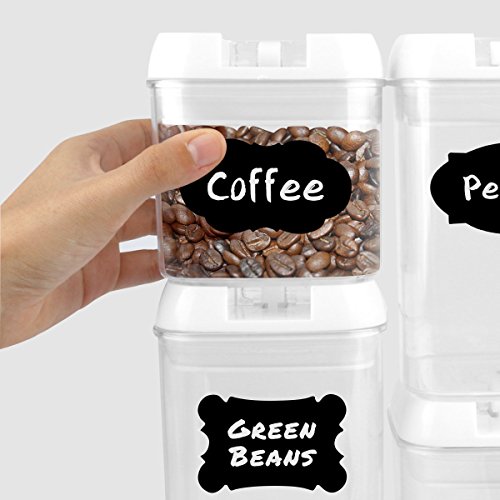 MCIRCO Air-Tight Food Storage Container Set- 6 Piece Set with Free 10 Chalkboard Labels and 1 Chalk Marker- Food Grade Durable Plastic BPA Free - Keep Food Dry & Fresh with Easy Lock - Thumbnail 2