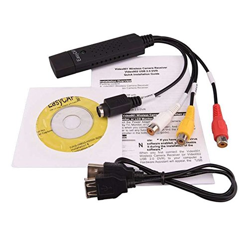 Video Audio Capture Grabber Card Device Adapter VHS VCR TV to DVD Converter support Win 7/Win 8/Win 10 (BLACK))