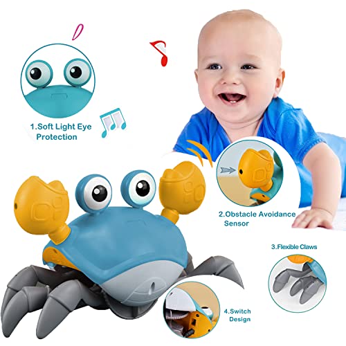 MoimTech Crawling Crab Baby Toy Moving Crawling Toys with LED Light