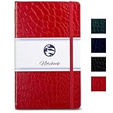 Journal | Notebook Hardcover - Beautiful Crocodile Faux Leather Textured size A5 (8.25 x 5") Diary, with Premium Ivory Acid-Free 120 gsm Paper, Lightly Ruled, 160 Pages, RED by CAMOLEAF