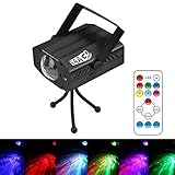 EAAGD Party Strobe Lights, 7 color Ocean Wave Projector Stage Halloween Christmas Rgb Led Par Light Lighting with Remote for DJ Bar Karaoke Xmas Wedding Flame Effects(Black)