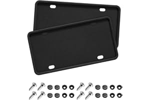 Car License Plate Frame, 2 PCS Anti-Theft Universal Silicone License Plate Frame for Cars, SUVs, Vehicles, Rustproof License 