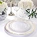 MCIRCO 140 Piece Plastic Party Plates White Gold Rim, Premium Disposable Heavy Duty Plates for Wedding, Include 70PCS 10.25 Inch Dinner Plates and 70PCS 7.5 Inch Dessert Appetizer Plates