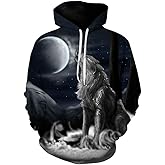 Dalicoter Men Women's 3D Print Wolf Graphic Hooded Sweatshirts Hoodies Novelty Pullover