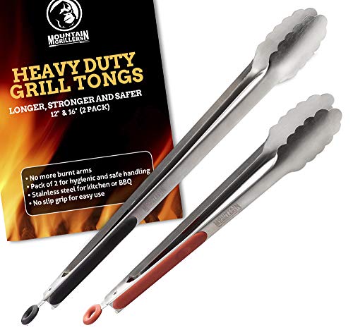 Grill Tongs For Cooking BBQ - Heavy Duty Grilling Tongs For Cooking & Serving Food In The Sizes You Need - 12 & 16