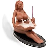 OTOFY Beauty Maid Red Porcelain Ceramic Incense Holder Backflow Incense Burner Incense Cone Sticks Holder Artwork Home Décor