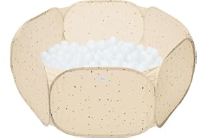 3 Sprouts Kids Ball Pit – Pop-Up Indoor Outdoor Ball Pits for Toddlers Playpen Playhouse – Large Foldable Ballpit - Active Play for Baby Babies Infants Girls Boys (Balls Not Included) - Terrazzo Beige