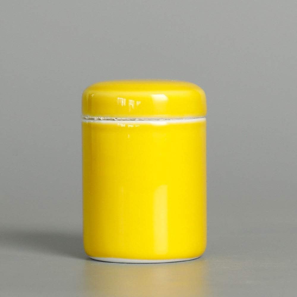 JRZSZMD Ceramic Jar,Creative Portable Small Mini Food Storage Jar Handmade Yellow Ceramic Kitchen Storage Canister For Serving Tea Coffee Spice Goody And More All Purpose Container