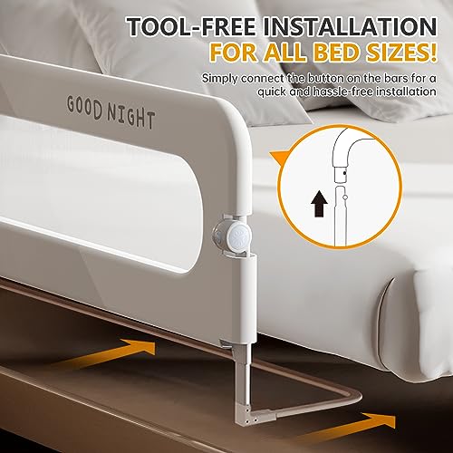 strenkitech Toddler Bed Rails for Crib | Foldable Bed Rail for Toddlers | Portable Baby Bed Rails Guard Bumper for Baby Kids | Safe Bed Side Rail for Twin, Queen, King, Full Size Beds (48inches)