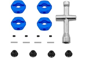 GLOBACT Aluminum 12mm Hex hub Wheel hex hub Adaptor with M4 Nut and Cross Wrenches for 1/10 trx4 Axial Redcat ARRMA Granite Voltage 2WD HPI HSP Tamiya WLtoys RC Crawler Truck (Blue 4 Pcs)