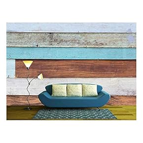 Old Painted Wood Panel Background - Removable Wall Mural | Self-Adhesive Large Wallpaper - 66x96 inches