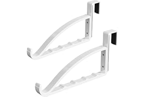 niffgaff 2 Pack White Over The Door Coat Hanger, Heavy Duty Metal Door Hanger Rack for Clothes, Coats & Bags, with Front Hook