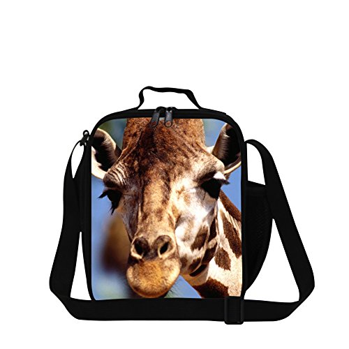Generic Cooler Bag Kids Thermal Lunch Bag Tote Giraffe Print Food Container With Water Holder Pocket