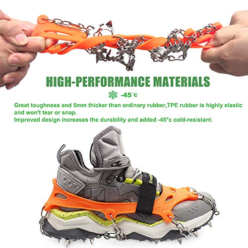 EnergeticSky Crampons for Shoes,Anti-Slip Traction Ice Cleats Snow Grips with 19 Spikes Stainless Steel for Walking,Jogging,Climbing,Hiking-by LYSHION