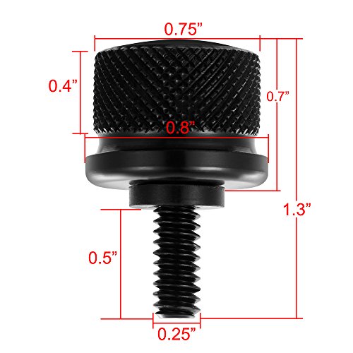 ClipsOne 2 PCS Black Billet Aluminum Knurled Rear Seat Bolt Screw for Harley Davidson Motorcycles 1996-2016 - Thumbnail 6