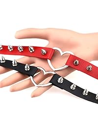 tisda 2pcs clásico collar gótico Remaches de piel con clavos Corazón Cuello Collar Gargantilla