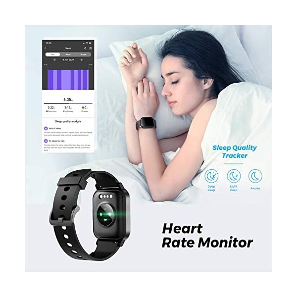 SoundPEATS Smart Watch Fitness Tracker with All Day Heart Rate Monitor Sleep Quality Tracker Call & Message Alert…