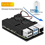Pi 4 Case, Raspberry Pi 4 Armor Case Metal Case with Dual Fan Aluminium Alloy, Raspberry Pi 4 Fan, Pi 4 Heatsink for Raspberry Pi 4 Model/Pi 4B
