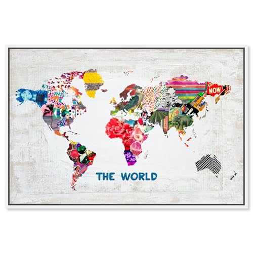 The Oliver Gal Artist Co. Maps and Flags Framed Wall Art Canvas Prints 'Hipster…