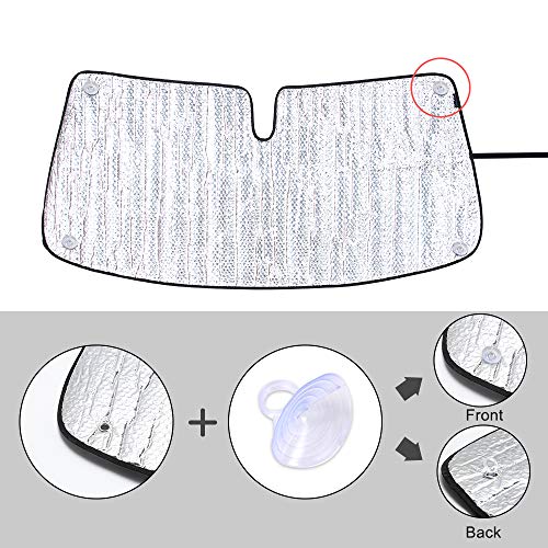 ROCCS Windshield Sunshade UV Ray Reflector for 2014-2018 GMC Sierra 1500 2500 HD 3500 HD Front Window Sun Shade Shield Cover Foldable Reflective Sun Visor
